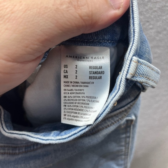 American Eagle Distressed Curvy Hi-Rise Jegging Jeans Womens 2 Blue Stretch 2219 - Picture 4 of 11